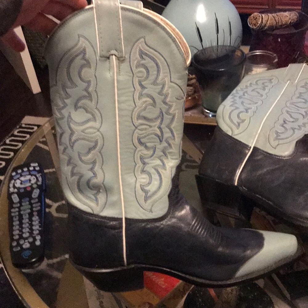 Blue and light blue tony Lama boots